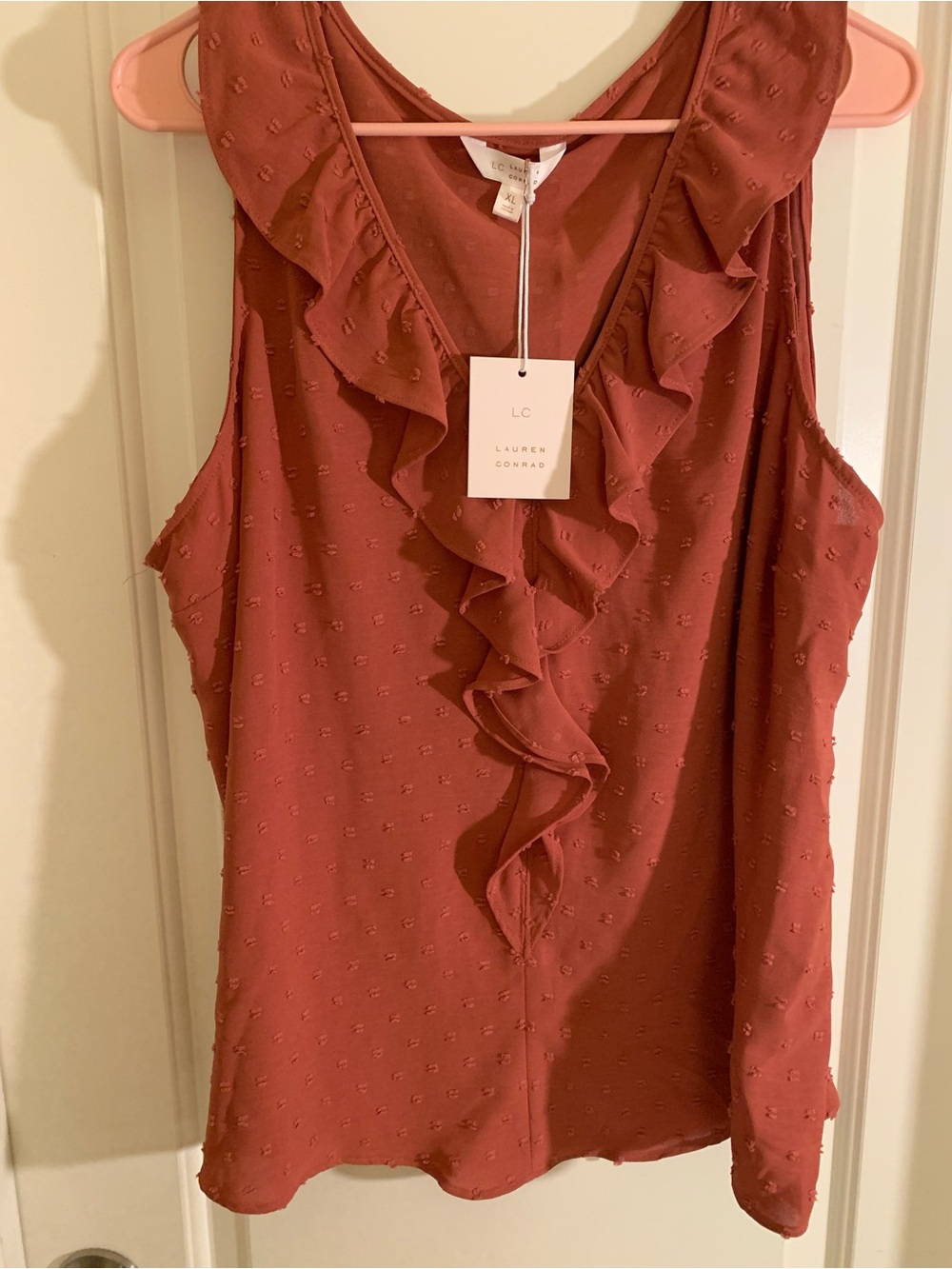 LC Lauren Conrad Ruffle V-Neck Top